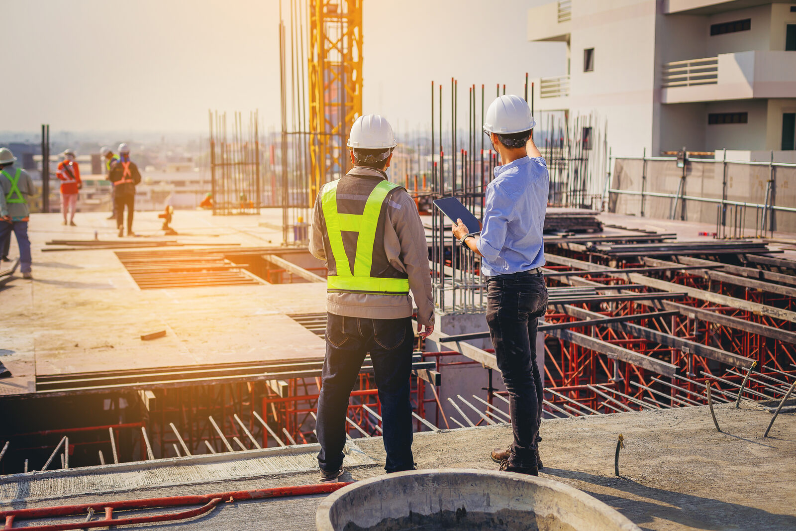 Construction engineers on site